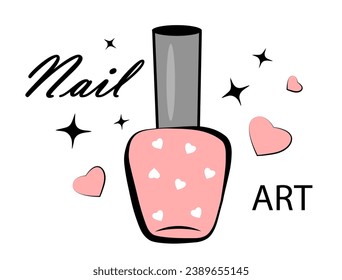Pink nail polish on white background