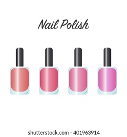 Pink nail polish. Vector set