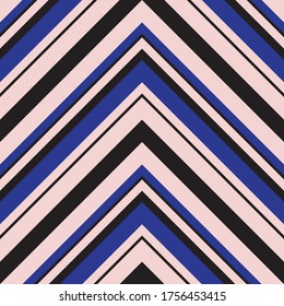 Color rosa y marino Chevron diagonal rayado fondo de patrón sin costura adecuado para textiles de moda, gráficos