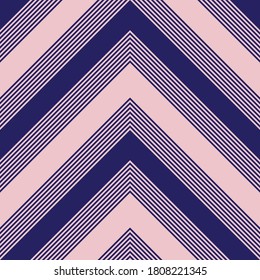 Pink and navy Chevron diagonal striped seamless pattern background suitable for fashion textiles, graphics
