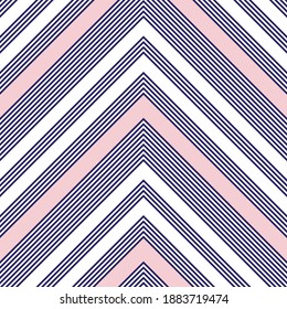 Pink and navy Chevron diagonal striped seamless pattern background suitable for fashion textiles, graphics
