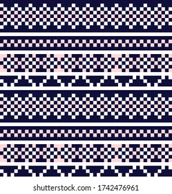 Pink Navy Christmas fair isle pattern background for fashion textiles, knitwear and graphics