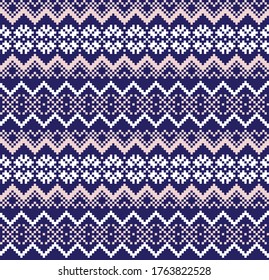 Pink Navy Christmas fair isle pattern background for fashion textiles, knitwear and graphics