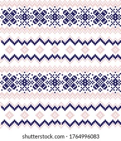 Pink Navy Christmas fair isle pattern background for fashion textiles, knitwear and graphics