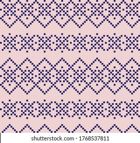 Pink Navy Christmas fair isle pattern background for fashion textiles, knitwear and graphics