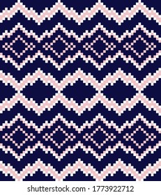 Pink Navy Christmas fair isle pattern background for fashion textiles, knitwear and graphics