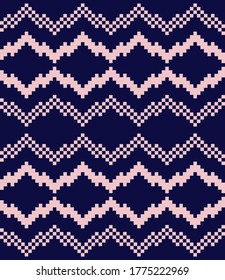 Pink Navy Christmas fair isle pattern background for fashion textiles, knitwear and graphics