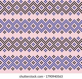 Pink Navy Christmas fair isle pattern background for fashion textiles, knitwear and graphics