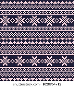 Pink Navy Christmas fair isle pattern background for fashion textiles, knitwear and graphics