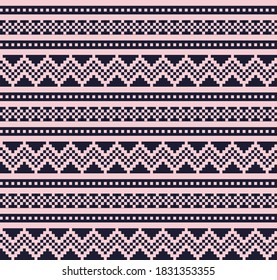 Pink Navy Christmas fair isle pattern background for fashion textiles, knitwear and graphics