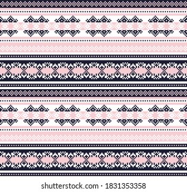Pink Navy Christmas fair isle pattern background for fashion textiles, knitwear and graphics