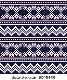 Pink Navy Christmas fair isle pattern background for fashion textiles, knitwear and graphics