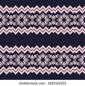 Pink Navy Christmas fair isle pattern background for fashion textiles, knitwear and graphics