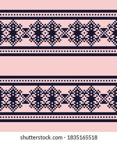 Pink Navy Christmas fair isle pattern background for fashion textiles, knitwear and graphics