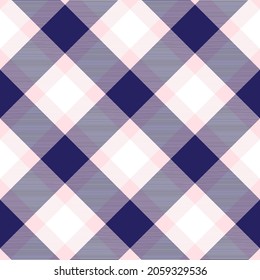 Pink Navy Diagonal Plaid Tartan textured Seamless pattern design suitable for fashion textiles and graphics
