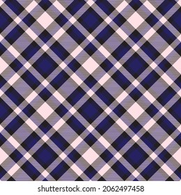 Pink Navy Diagonal Plaid Tartan textured Seamless pattern design suitable for fashion textiles and graphics