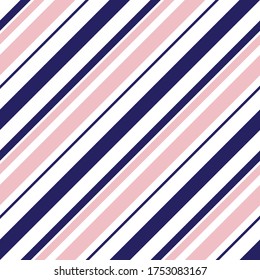 Pink and navy diagonal striped seamless pattern background suitable for fashion textiles, graphics