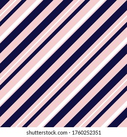 Pink and navy diagonal striped seamless pattern background suitable for fashion textiles, graphics
