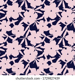 Pink Navy Floral botanical seamless pattern background suitable for fashion prints, graphics, backgrounds and crafts