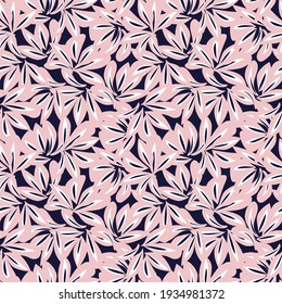 Pink Navy Floral botanical seamless pattern background suitable for fashion prints, graphics, backgrounds and crafts