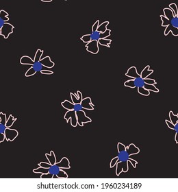 Pink Navy Floral botanical seamless pattern background suitable for fashion prints, graphics, backgrounds and crafts