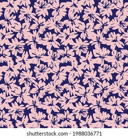 Pink Navy Floral botanical seamless pattern background suitable for fashion prints, graphics, backgrounds and crafts