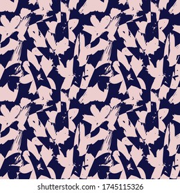 Pink and Navy Floral brush strokes seamless pattern background for fashion prints, graphics, backgrounds and crafts