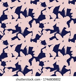 Pink and Navy Floral brush strokes seamless pattern background for fashion prints, graphics, backgrounds and crafts