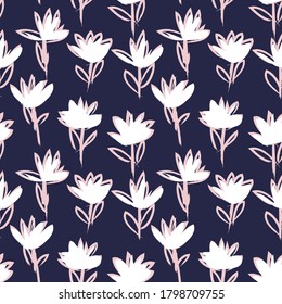 Pink and Navy Floral brush strokes seamless pattern background for fashion prints, graphics, backgrounds and crafts