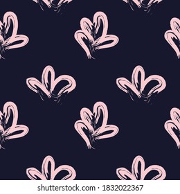 Pink and Navy Floral brush strokes seamless pattern background for fashion prints, graphics, backgrounds and crafts