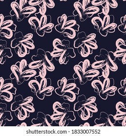 Pink and Navy Floral brush strokes seamless pattern background for fashion prints, graphics, backgrounds and crafts