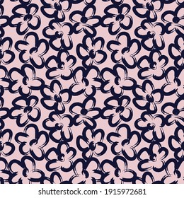 Pink and Navy Floral brush strokes seamless pattern background for fashion prints, graphics, backgrounds and crafts