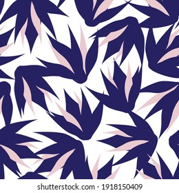 Pink and Navy Floral brush strokes seamless pattern background for fashion prints, graphics, backgrounds and crafts