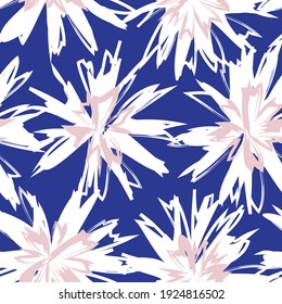 Pink and Navy Floral brush strokes seamless pattern background for fashion prints, graphics, backgrounds and crafts