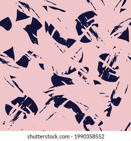 Pink and Navy Floral brush strokes seamless pattern background for fashion prints, graphics, backgrounds and crafts