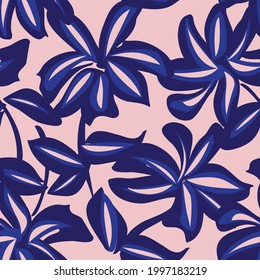 Pink and Navy Floral brush strokes seamless pattern background for fashion prints, graphics, backgrounds and crafts