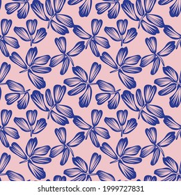 Pink and Navy Floral brush strokes seamless pattern background for fashion prints, graphics, backgrounds and crafts