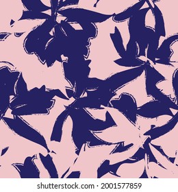 Pink and Navy Floral brush strokes seamless pattern background for fashion prints, graphics, backgrounds and crafts
