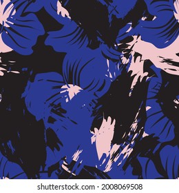 Pink and Navy Floral brush strokes seamless pattern background for fashion prints, graphics, backgrounds and crafts