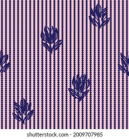 Pink Navy Floral seamless pattern with striped background for fashion textiles and graphics