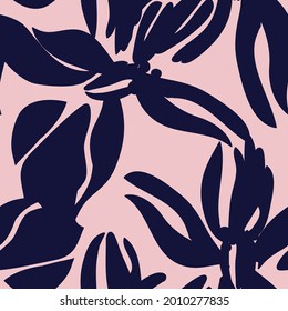 Pink Navy Floral seamless pattern background for fashion textiles, graphics, backgrounds and crafts