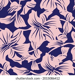 Pink Navy Floral seamless pattern background for fashion textiles, graphics, backgrounds and crafts