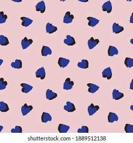 Pink Navy Heart shaped brush stroke seamless pattern background for fashion textiles, graphics