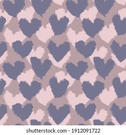 Pink Navy Heart shaped brush stroke seamless pattern background for fashion textiles, graphics
