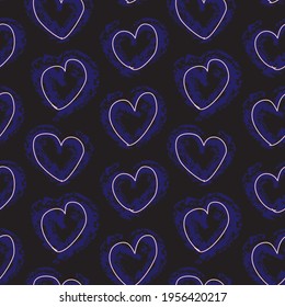 Pink Navy Heart shaped brush stroke seamless pattern background for fashion textiles, graphics