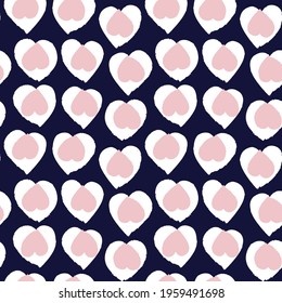Pink Navy Heart shaped brush stroke seamless pattern background for fashion textiles, graphics
