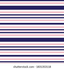 Pink and Navy Horizontal striped seamless pattern background suitable for fashion textiles, graphics