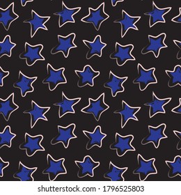 Pink Navy Stars brush stroke seamless pattern background for fashion textiles, graphics