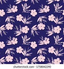 Fondo de patrón de hoja tropical rosa y naval sin costura para impresiones de moda, gráficos, fondos y artesanías