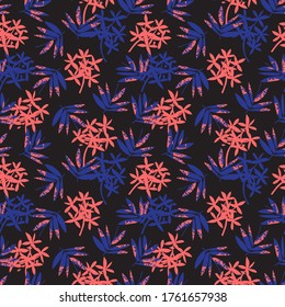 Pink and Navy Tropical Leaf botanical seamless pattern background suitable for fashion prints, graphics, backgrounds and crafts